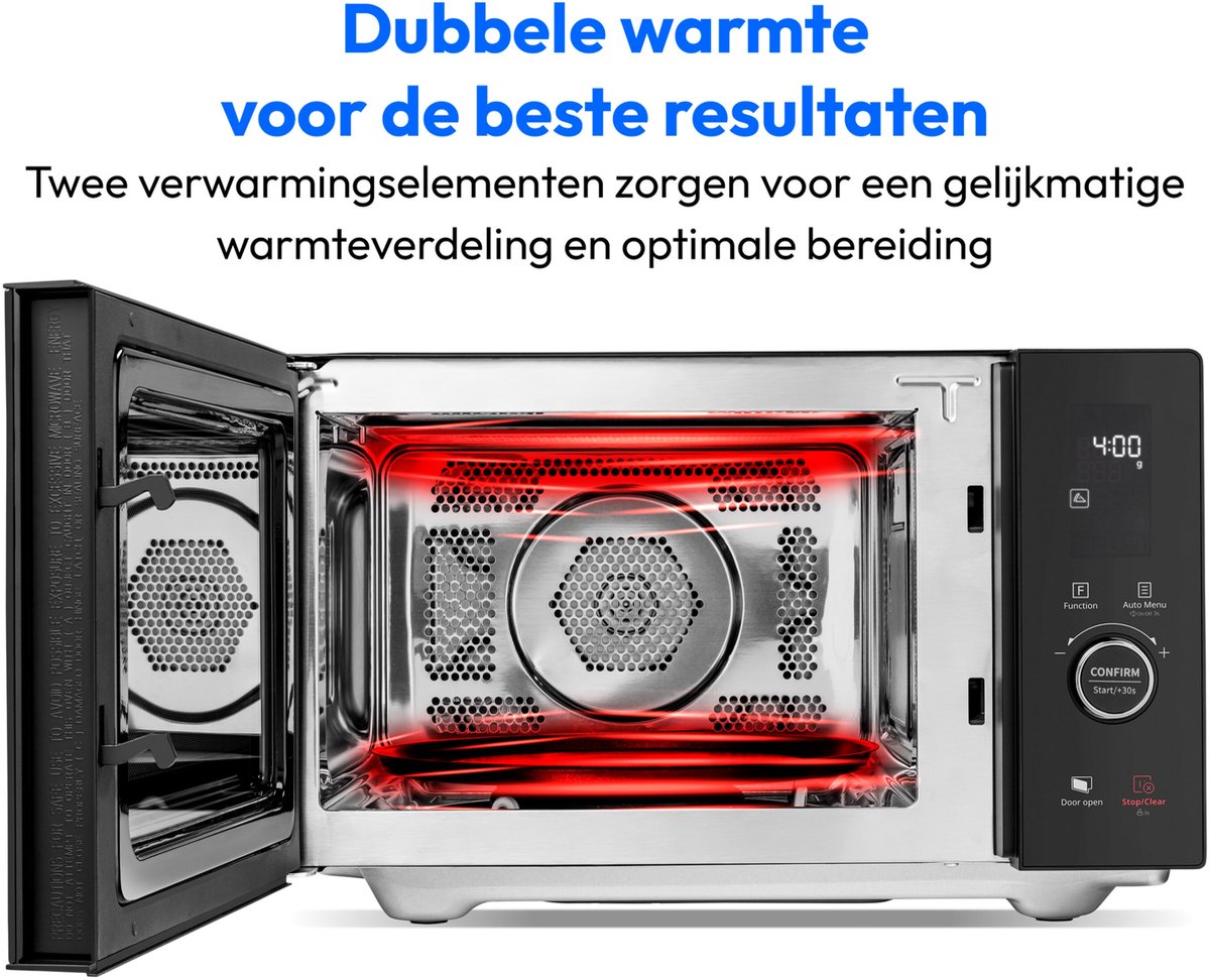MEDION magnetron met grill en heteluchtfunctie (25 liter, 900 watt, 1100 watt bovengrill & 500 watt ondergrill, 2100 watt heteluchtfunctie, 11 programma's, 10 vermogensniveaus, roestvrij staal, MD1204 — afbeelding 3
