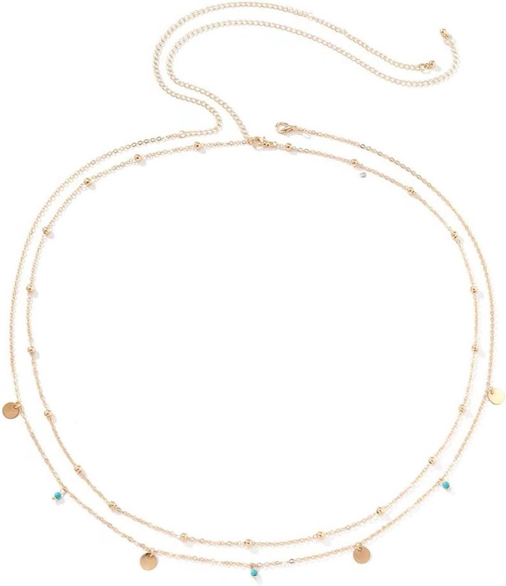Gelaagde buikketting voor bikini - Verstelbare tailleketting voor vrouwen - Lichaamsketting sieraden met legeringsriem