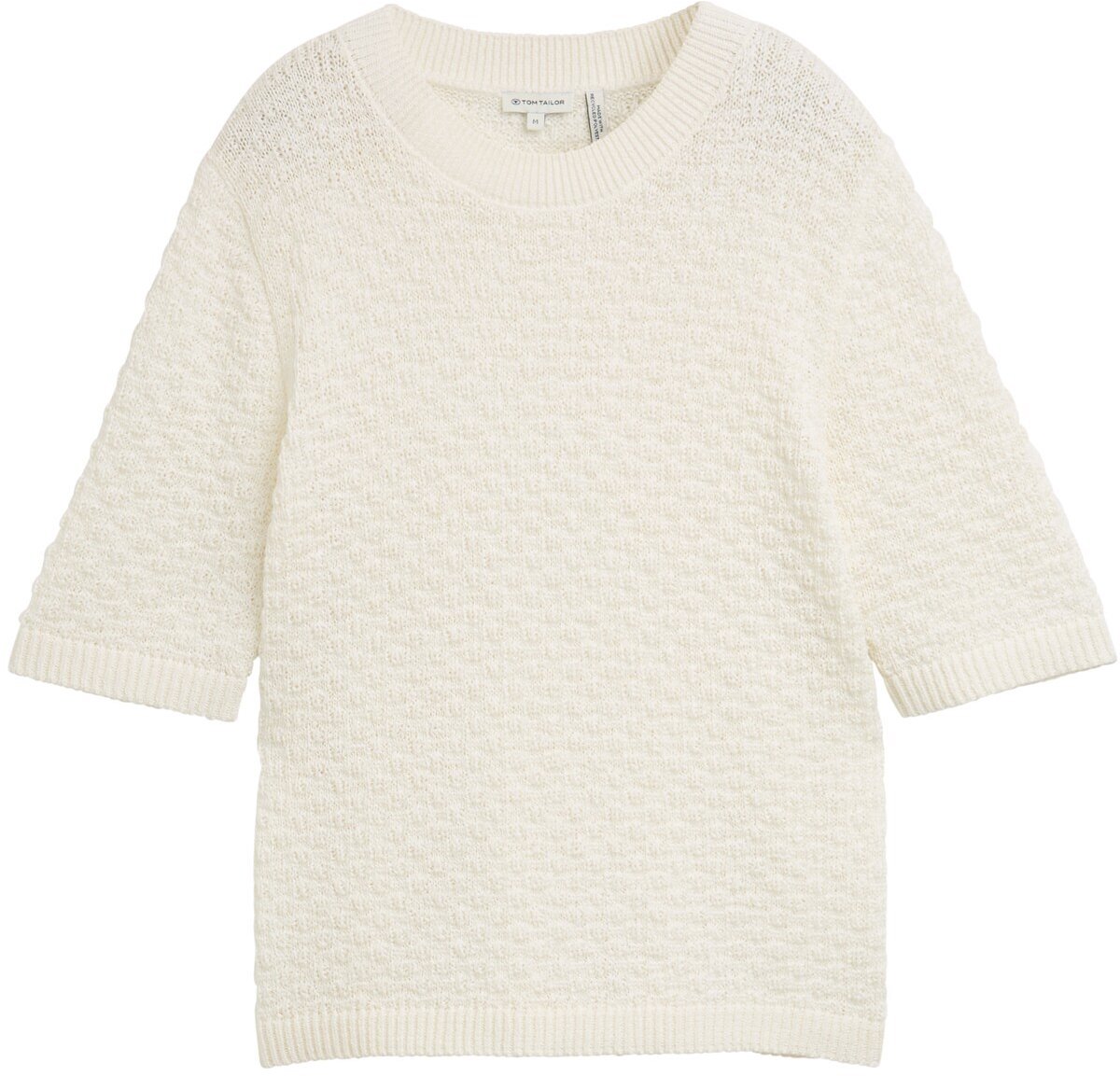 Tom Tailor - Gebreide trui met structuur - Maat XL - Whisper White