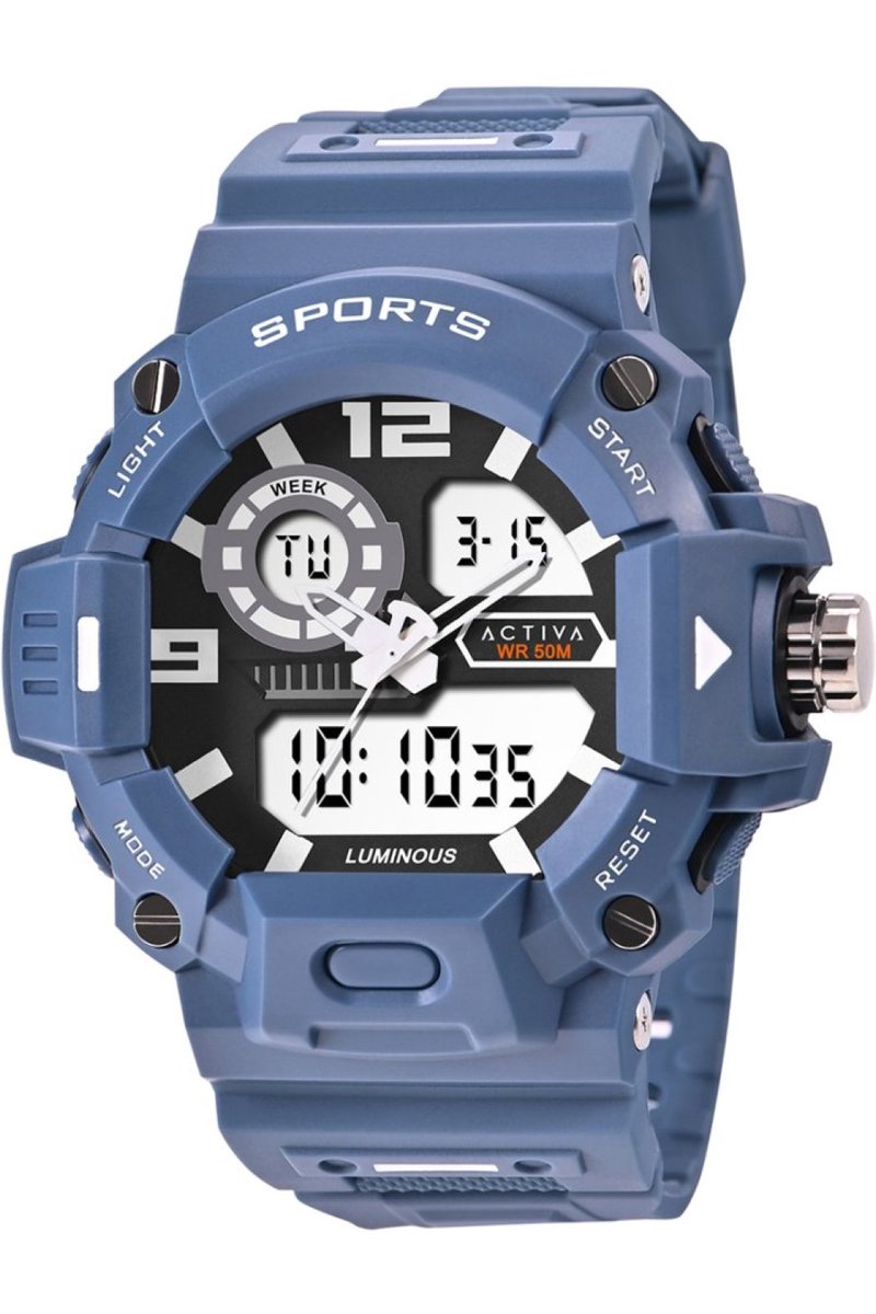 Activa x Invicta Digital ACW495-005 Heren Horloge - Waterdicht - Digitaal - Quartz Uurwerk - Plastic met zwarte Wijzerplaat - 55mm