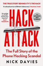 Boekomslag van 'Hack Attack' met een gebarsten smartphone en rode letters. 'The True Story Behind ITV's The Hack'.