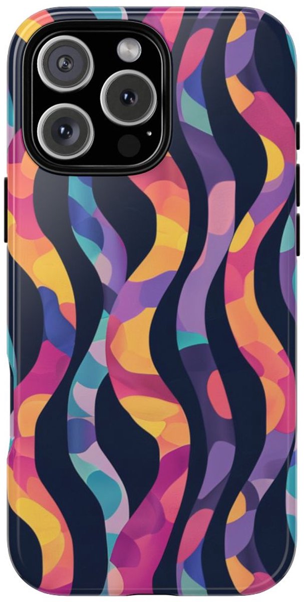 Kleurrijk Golvend Abstract Patroon – Telefoonhoesje Geschikt voor iPhone 16 Pro Max