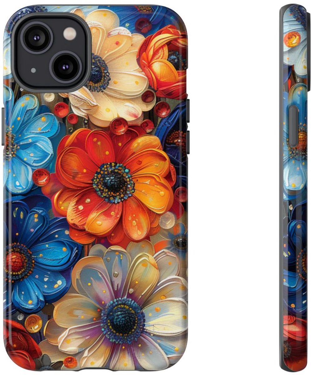 Levendig Abstract Bloemenpatroon – Telefoonhoesje Geschikt voor iPhone 14 Plus
