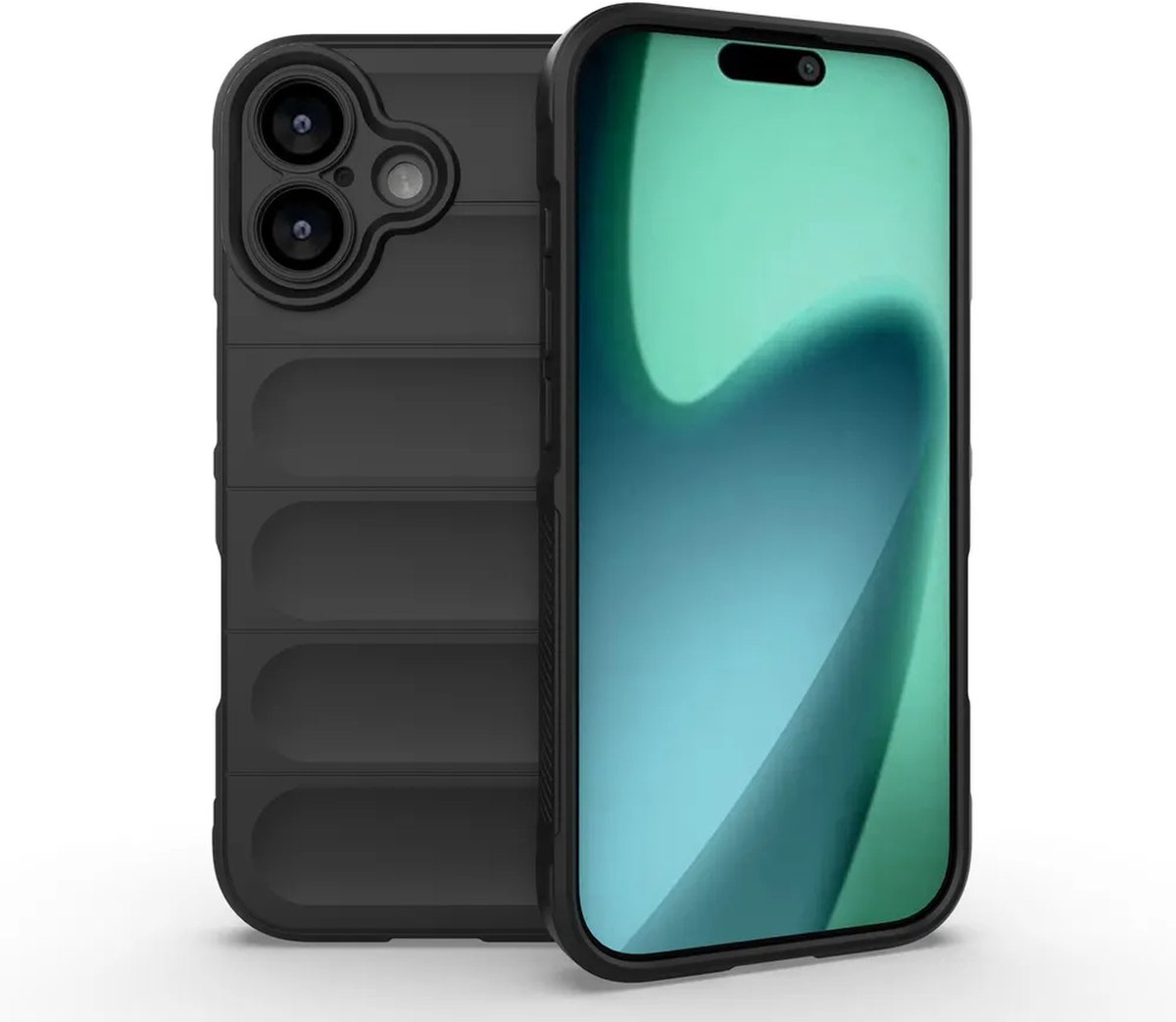 MobyDefend Hoesje - Geschikt voor iPhone 17 - TPU Gripcase - Zwart