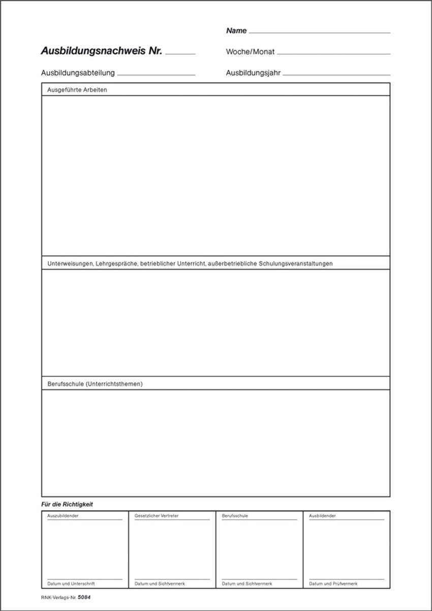 RNK Verlag trainingsblok, wekelijks/maandelijks