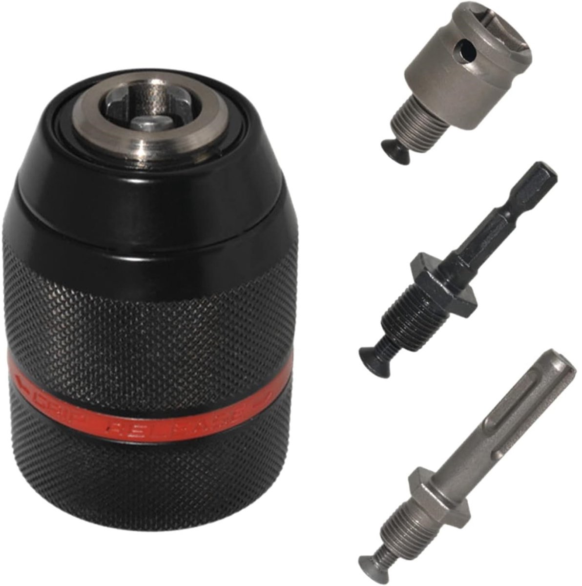 TOVBMUP 4 Stuks Bohrfutter - SDS Snelspannbohrfutter - Spannbereik 1,5-13 mm - Binnenschroefdraad 1/2" - Buitendiameter 42,9 mm - Geschikt voor Handboormachines - Complete Set voor Alle Boorbits