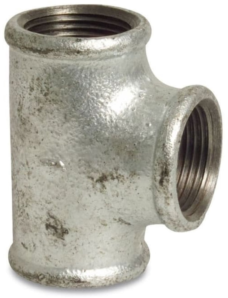 T-stuk tempergietijzer, 1/4 inch binnendraad