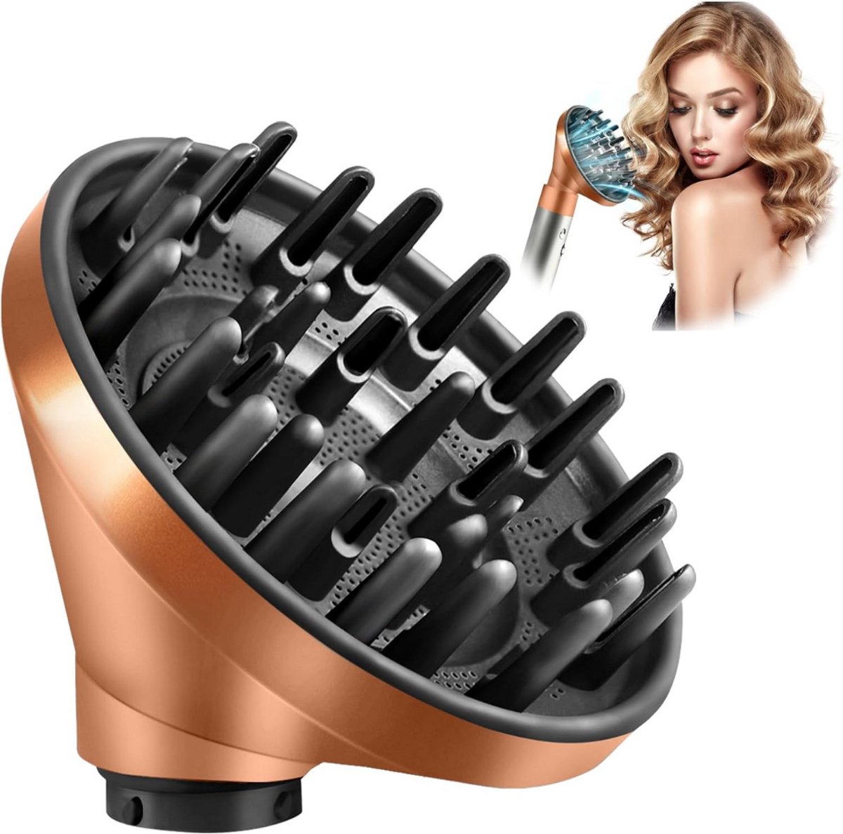 Diffuser Opzetstuk - Krulborstel voor Fohn Universeel - Multistyler - Goud