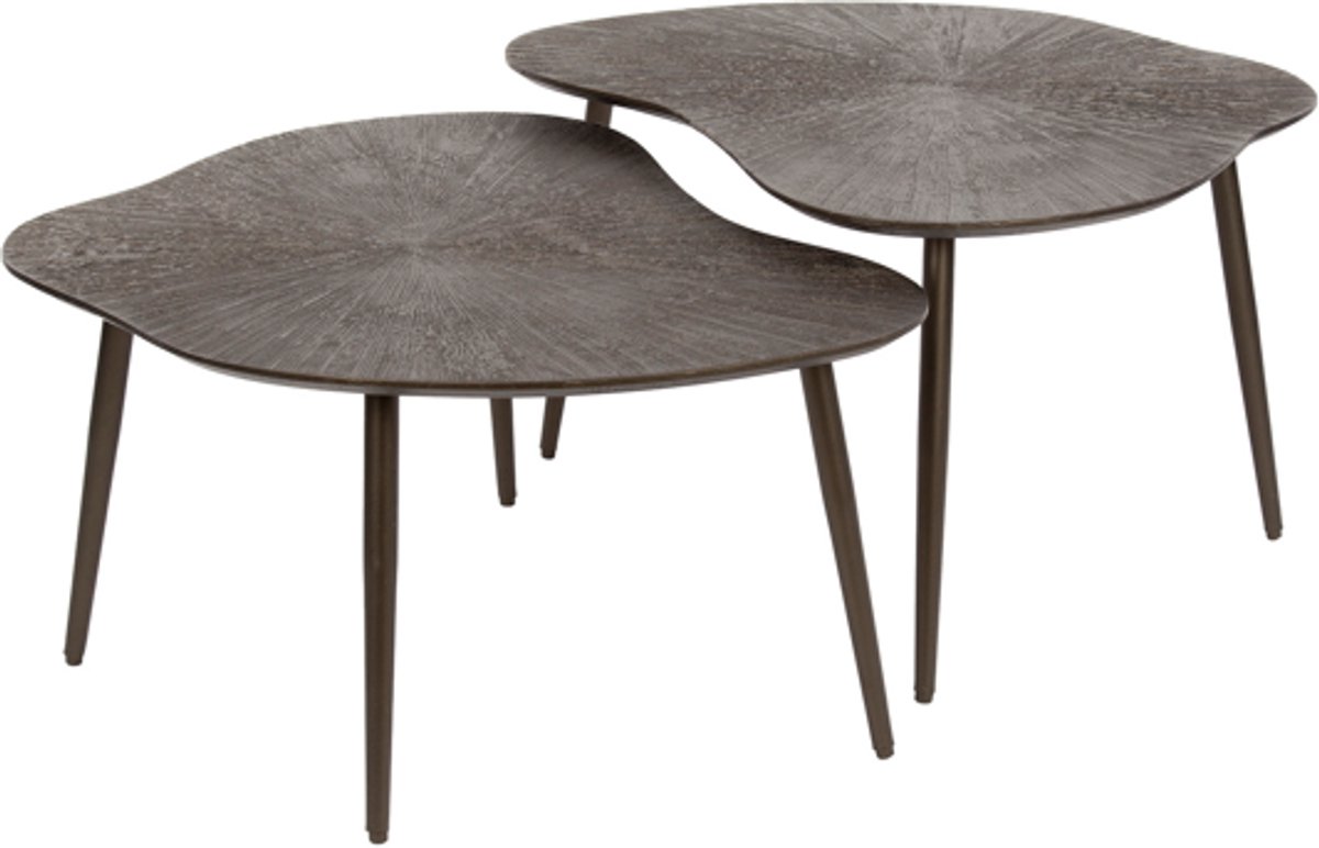 AnLi Style Salontafel set/2 Brown Ray Metal organisch Bruin
