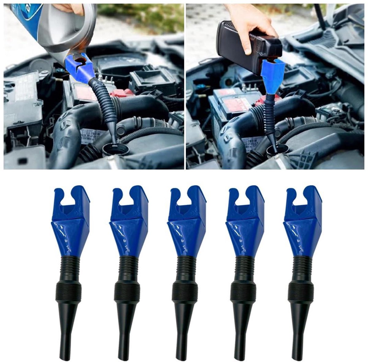 Flexibele Afvoertrechter 5 stuks - Multifunctionele Kunststof Brandstoftrechter voor Motorfiets en Auto - Benzine Trechter voor Auto en Motorfiets