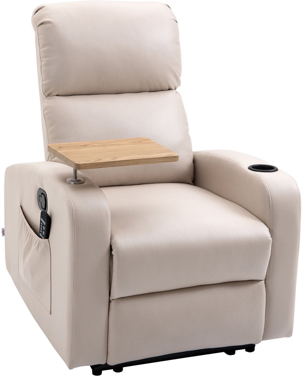 Merax Draaibaar Relaxfauteuil Beige met Massagfunctie