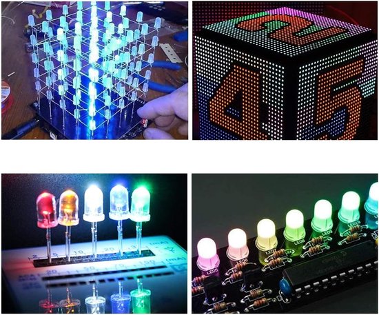 400 Stuks 5mm LED Diodekit - 2-Pins Lichtgevende Diodes - Geassorteerde Kleuren Diodes Weerstanden Kit - LED Lamp met Ronde Kop - Wit/Groen/Rood/Blauw/Geel van Edisoniteit — afbeelding 4