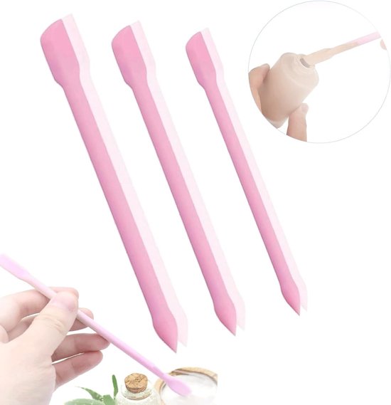 Lot de 3 Mini spatules en silicone pour cosmétiques - Spatule de maquillage - Spatule pour flacon étroit - Jam - Lotion de beauté - Crème