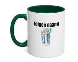 Hacebo® - tandarts materiaal met eigen naam koffiebeker donker groen - mondhygiënisten/tandartsen - thee mok - koffie beker - iemand die tandarts is of mondhygiënist - verjaardag - cadeau - kado - geschenk - koffiemok - 350 ML inhoud