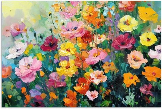 Affiche 60x40 cm - Explosion de Fleurs - Couleurs vives - Joyeux - Posters - Décoration de chambre - Décoration murale salon - Décoration murale chambre