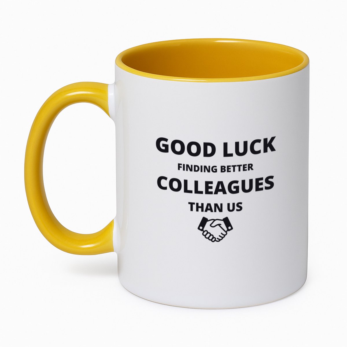 Hacebo® - good luck finding better colleagues than us koffiebeker goudgeel - Collega - cadeau collega - thee mok - koffie beker - cadeau - bedankt cadeau collega - koffiemok - 350 ML inhoud