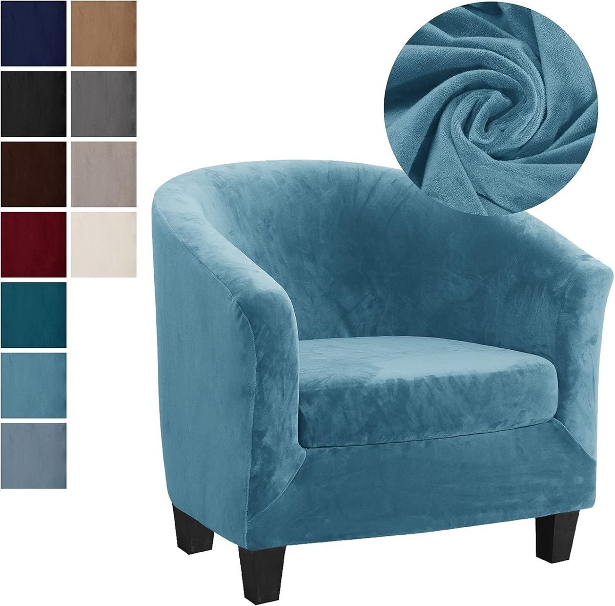 WNHB® Fauteuilhoes Velours – Elastische Fauteuilbeschermer met Armleuningen – Wasbare Stoelhoes voor Clubstoelen Lounge- en Cocktailstoelen