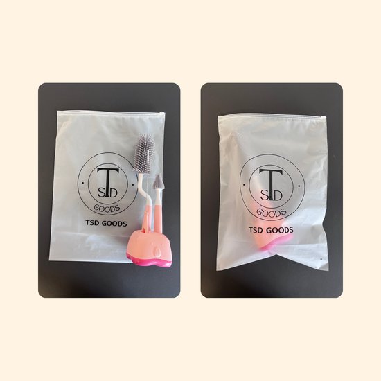 TSD goods - Flessenborstel - Flessenborstel Baby - Beer roze - Flessenborstel met Houder - Flessenreiniger - Flesvoeding accessoires - Kleur Roze van TSD goods — afbeelding 4