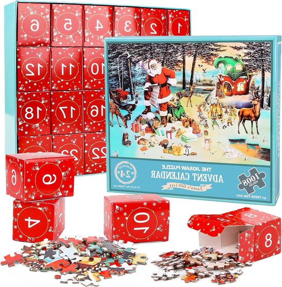 Allecto plus - Adventskalender kerst 2025 jigsaw puzzel 1008 stukjes aftellen cadeaus kinderen meisjes jongens