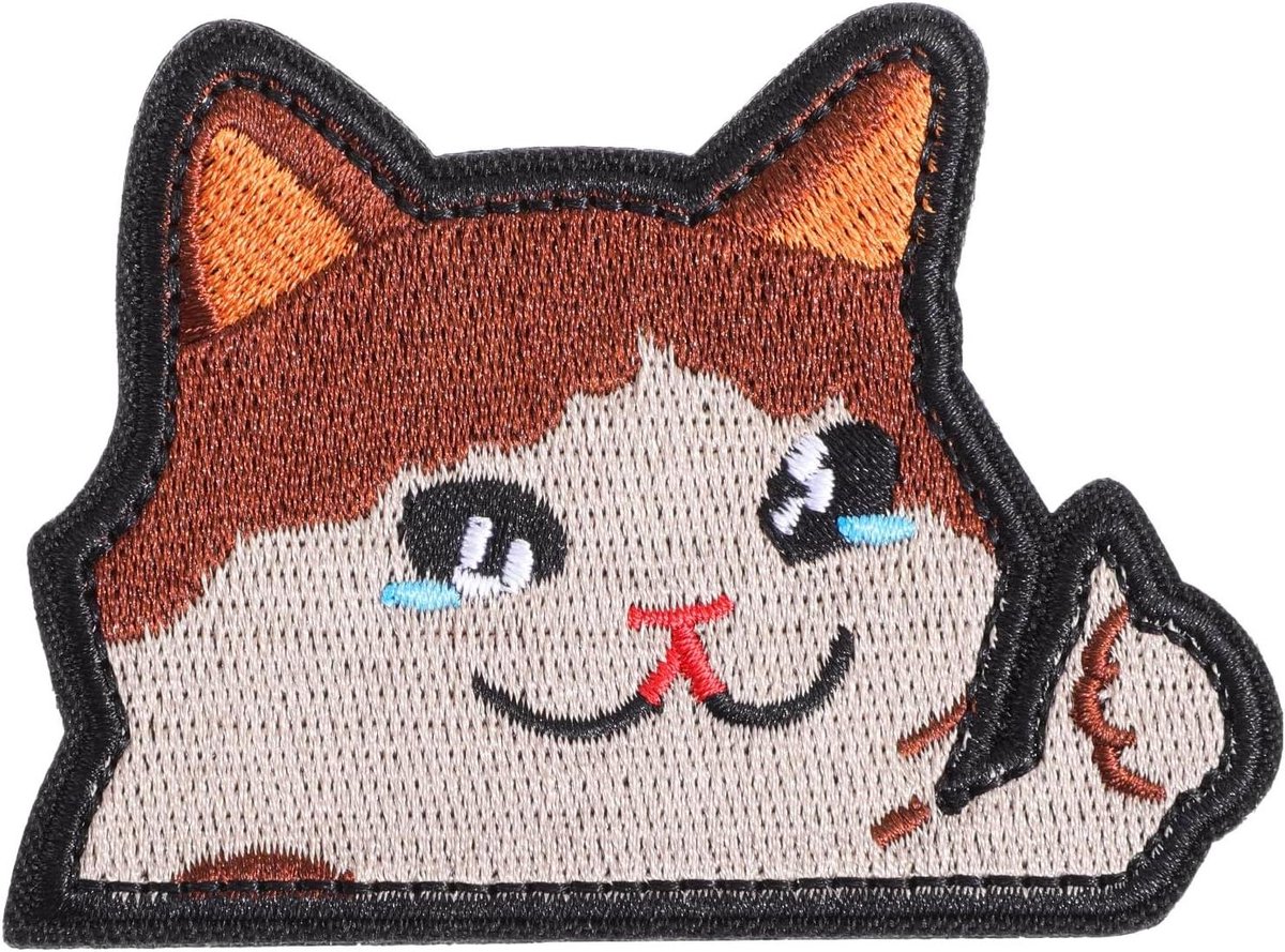 Provento- Grappige Kawaii Kat Geborduurde Patches voor Rugzakken en Kleding - Haak en Lus Meme-Patch