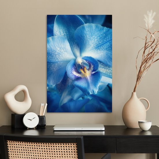 Poster 60x90 cm - Blauw - Orchidee - Elegeant - Posters - Kamer decoratie - Wanddecoratie woonkamer - Muurdecoratie slaapkamer