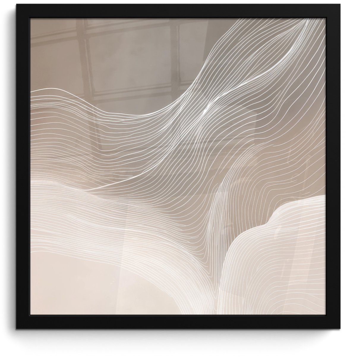 FrameYourWall Poster in lijst - Fotolijst 40x40 cm - Posters - Golvende lijnen - Luchtstromen - Harmonieus - Posterlijst zwart - Decoratie - Wanddecoratie woonkamer - Muurdecoratie slaapkamer