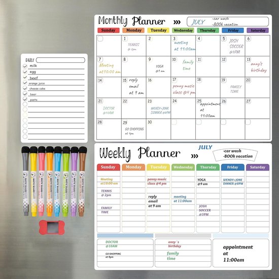 Magnetische kalender voor koelkast 2026-2027