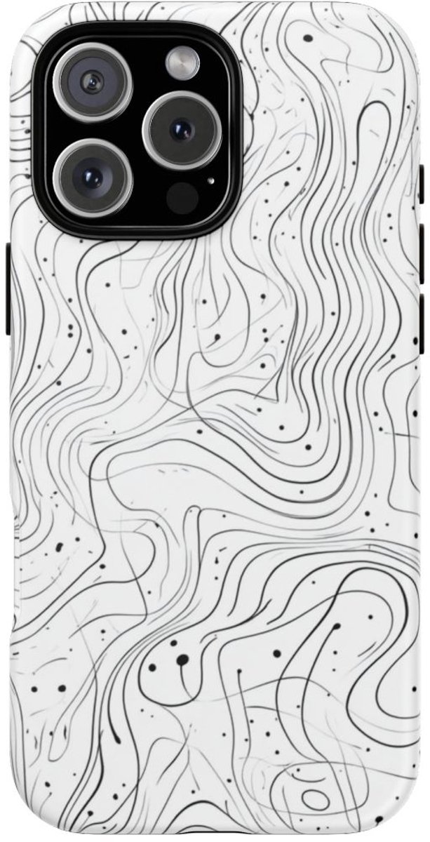 Abstract Zwart-Wit Golvend Lijnenpatroon – Telefoonhoesje Geschikt voor iPhone 16 Pro Max