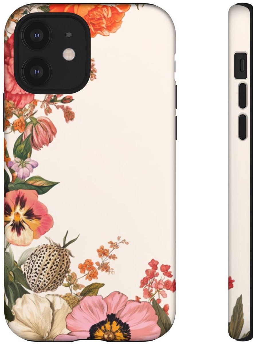 Vintage Botanische Bloemenrand – Telefoonhoesje Geschikt voor iPhone 12