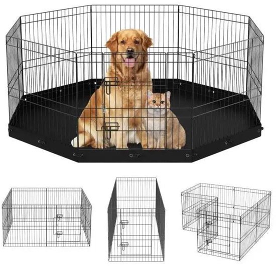en.casa] Hondenren Mörbylånga hondenbox opvouwbaar 70x55x45 cm voor hond kat draagbaar pop up puppy binnen buiten blauw en beige