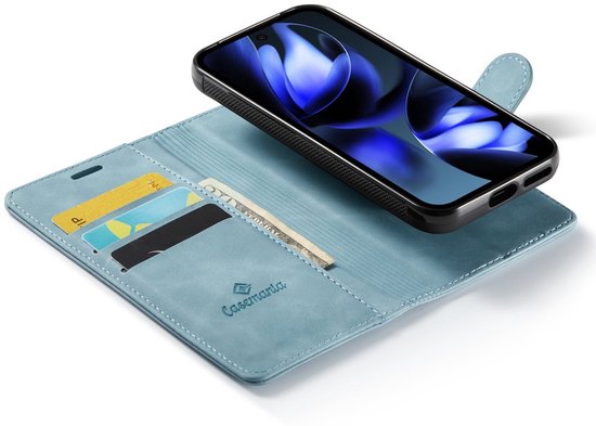 Bookcase hoesje CaseMania pour Google Pixel 9 - Aqua uni - Similicuir - Design magnétique amovible 2 en 1 - Compatible MagSafe