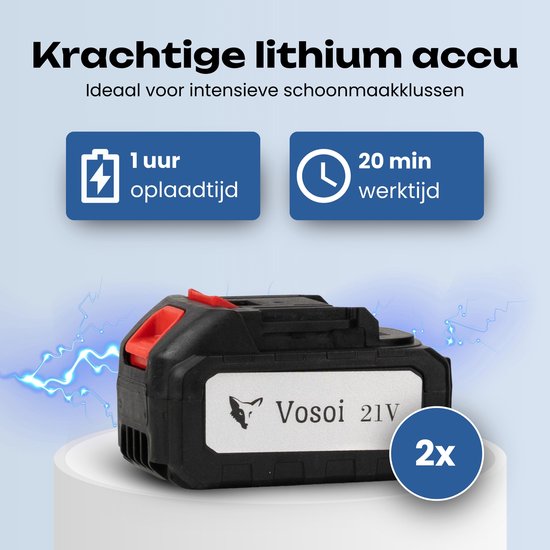 Vosoi Hogedrukreiniger - Draadloze Hogedrukreiniger - Hogedrukreiniger Auto - Hogedrukreiniger Accu - Terrasreiniger - Hogedrukspuit - Inc 2x 21V Accu van Vosoi — afbeelding 4