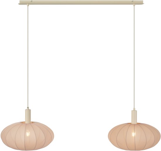 QAZQA bida - Suspension Japandi pour table à manger | dans la salle à manger - 2 lumières - L 127 cm - Beige - Salon | Chambre à coucher | Cuisine