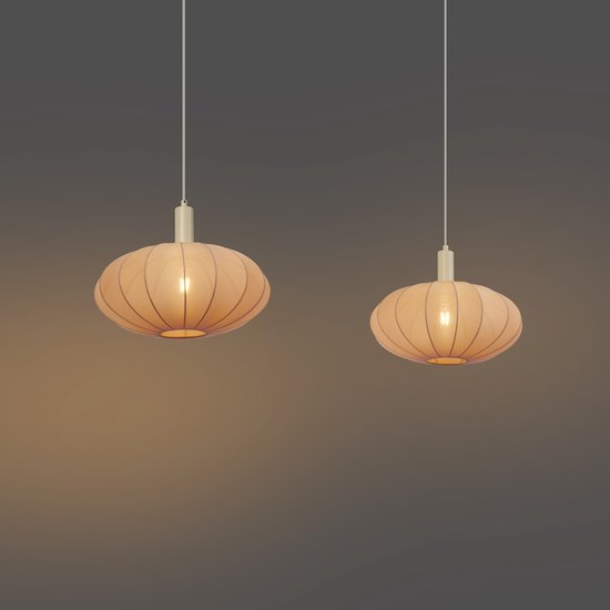 QAZQA bida - Suspension Japandi pour table à manger | dans la salle à manger - 2 lumières - L 127 cm - Beige - Salon | Chambre à coucher | Cuisine