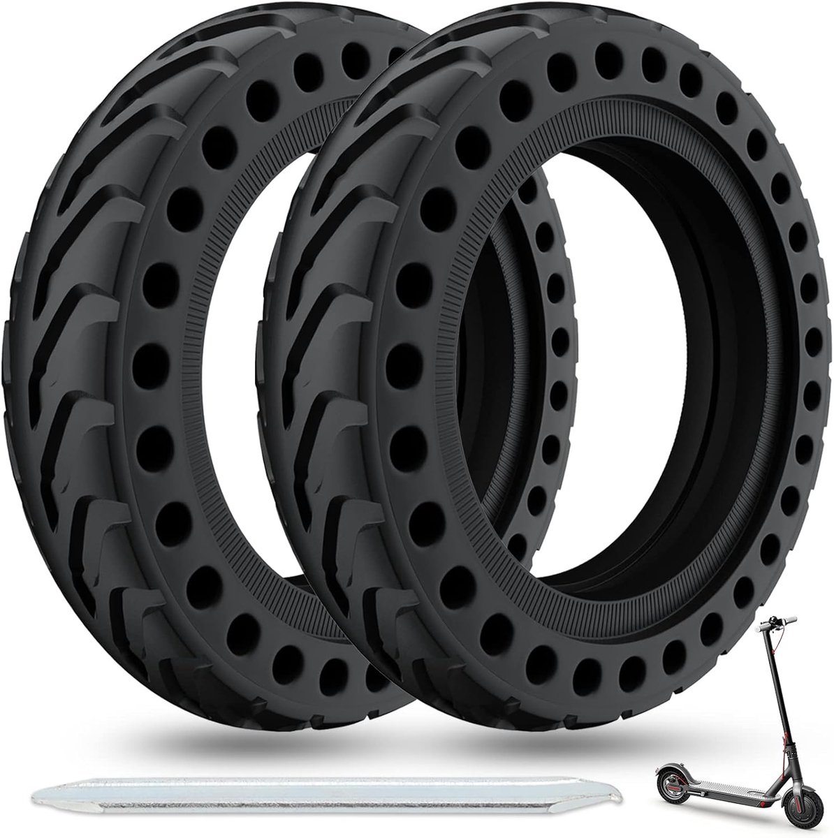 Set van 2 Volrubberen Anti-lek Banden voor Xiaomi Elektrische M365 Step - Volrubber - Zonder Binnenband - 8.5 Inch
