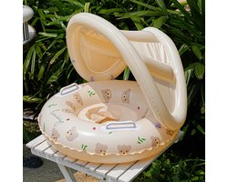 Opblaasbare Baby Zwemring beertje - Baby Float met Zitting voor Zwembad & Strand Met Afneembare Zonnekap – Zomer Waterspeelgoed