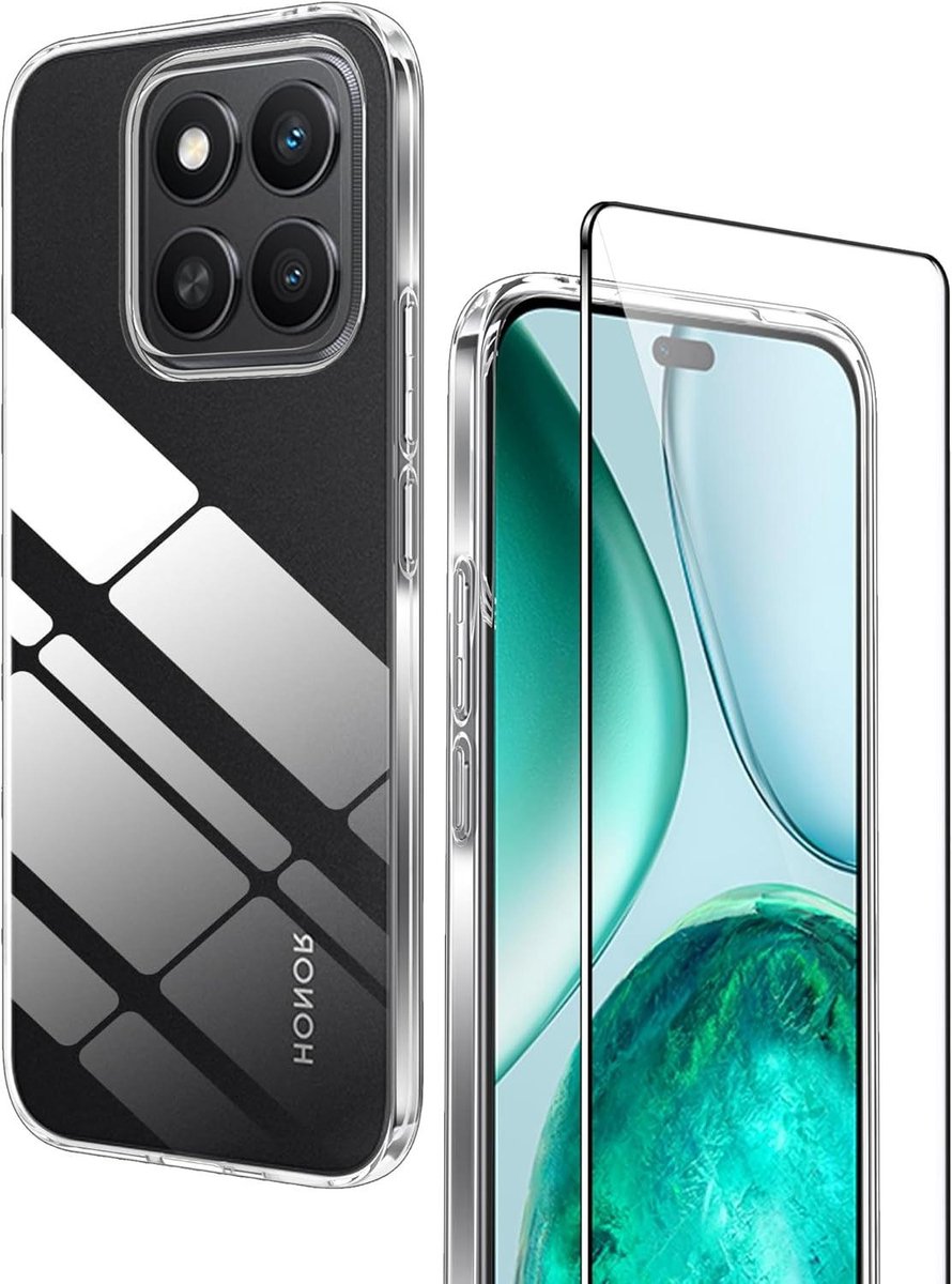Allecto Plus - Beschermhoes en Gehard Glas voor 5G Smartphone - Zwarte TPU-siliconen Beschermhoes met 9H Hardheid