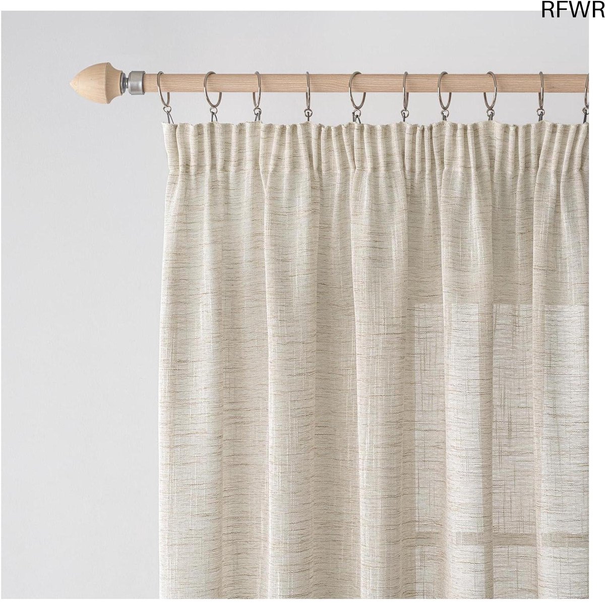 RFWR Set van 2 Voile Gordijnen met Plooiband - Transparant voor Woonkamer en Slaapkamer - 140 x 160 cm - Wit