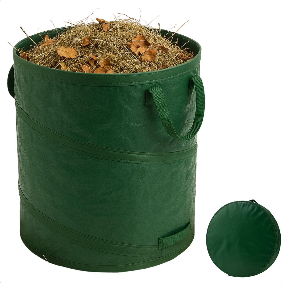 Cheqo® Opvouwbare XXL Tuinafvalzak - Opvouwbare afvalzak - Afvalzakken - Prullenbak - Tuinzak - Wasmand - Tuinafval Zak - Bladzakken - Grote Zak met Hengsels - Duurzaam en Handig