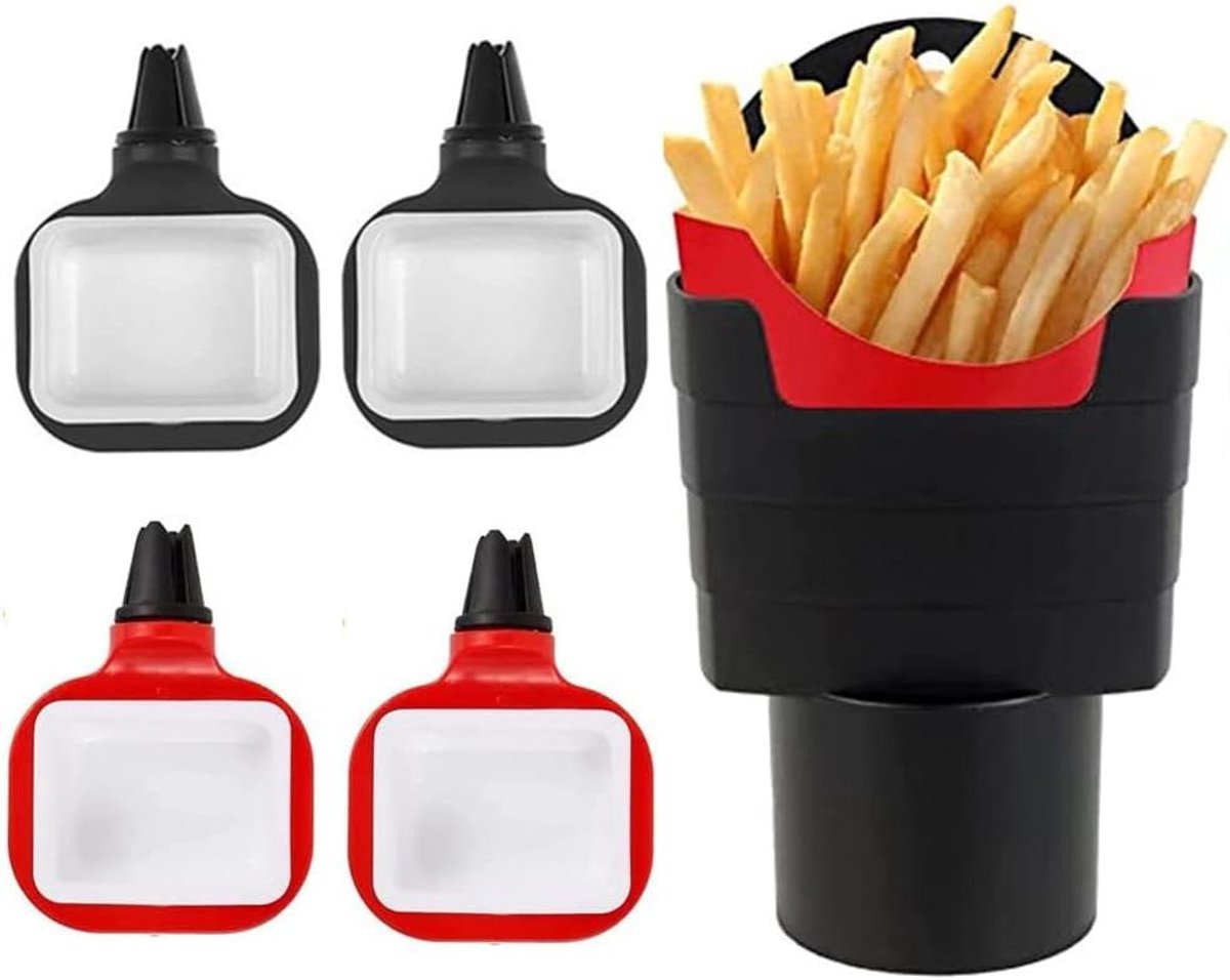 5-delige saus houders auto clip set - handige friet houder voor in de auto