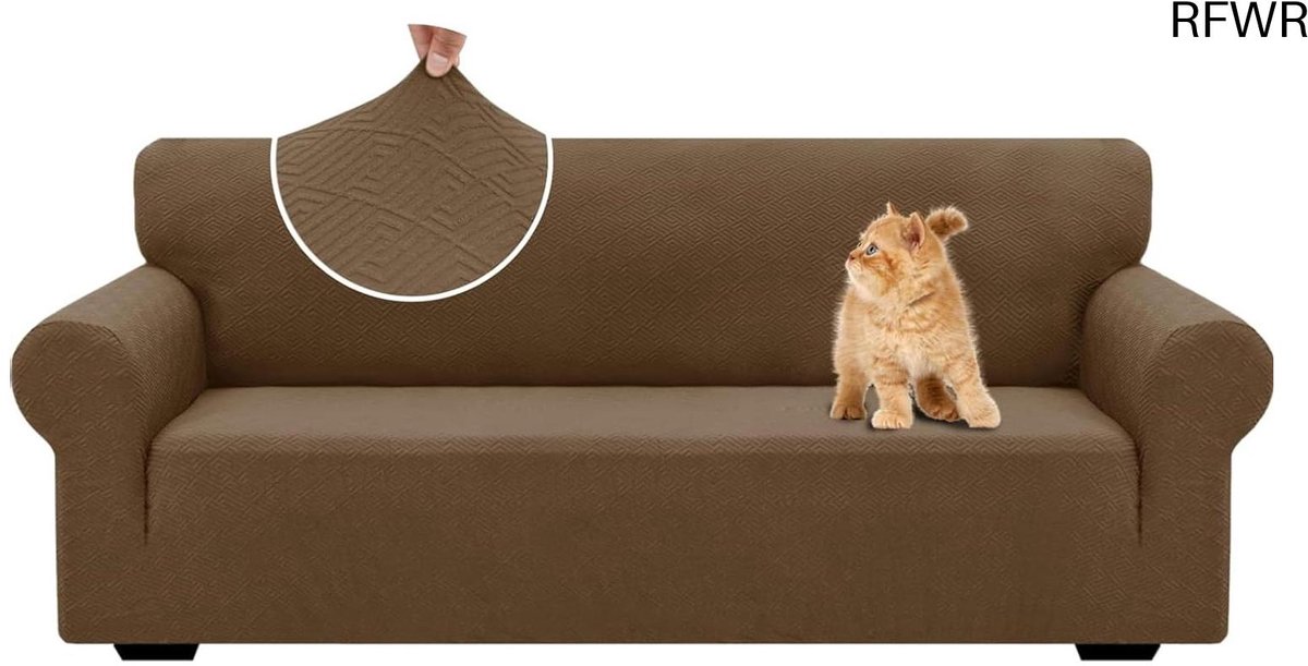 RFWR® Elastische 3-Zits Bankhoezen voor Woonkamer - Krasbestendige en Antislip Sofabescherming