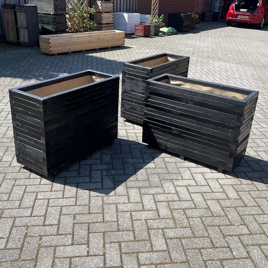 AMISHOUT - Jardinière haute en bois 100x40x72cm - noir - jardinière d'extérieur