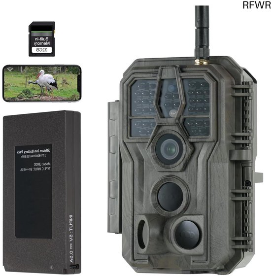 GardePro E6P Max Wildcamera met wifi, oplaadbare 8000 mAh batterij, geïntegreerde SD-kaart, 64 MP 1296P, E6PMB wildcamera met bewegingsmelder, nachtzicht, mobiele telefoon