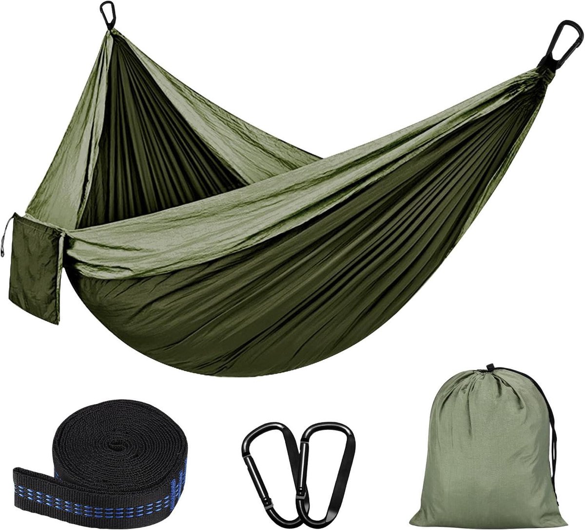 Allecto Plus - Hangmat voor outdoor camping en tuin - 300 kg draagkracht - 300 x 200 cm - enkel of dubbel gebruik - ultralicht en draagbaar - reishangmat voor strand - parachute nylon - ademend materiaal