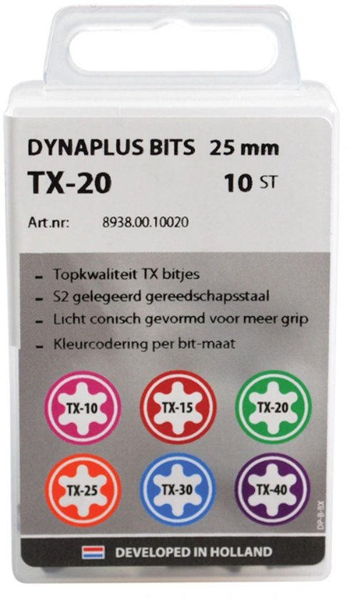 Dynaplus torx TX-25 longueur 25 mm set = 10 pcs orange
