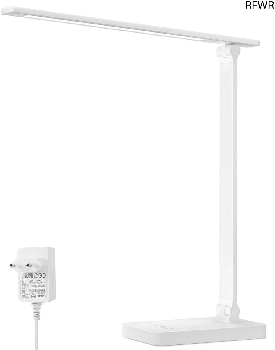 RFWR® Dimmbare LED Bureaulamp met 655 Lumen en 3 Kleuren - Oogbeschermende Tafellamp voor Kinderen en Kantoor
