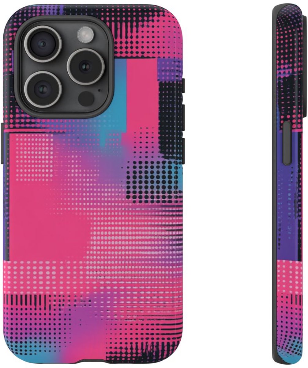Vrolijk Abstract Geometrisch Patroon – Telefoonhoesje Geschikt voor iPhone 15 Pro