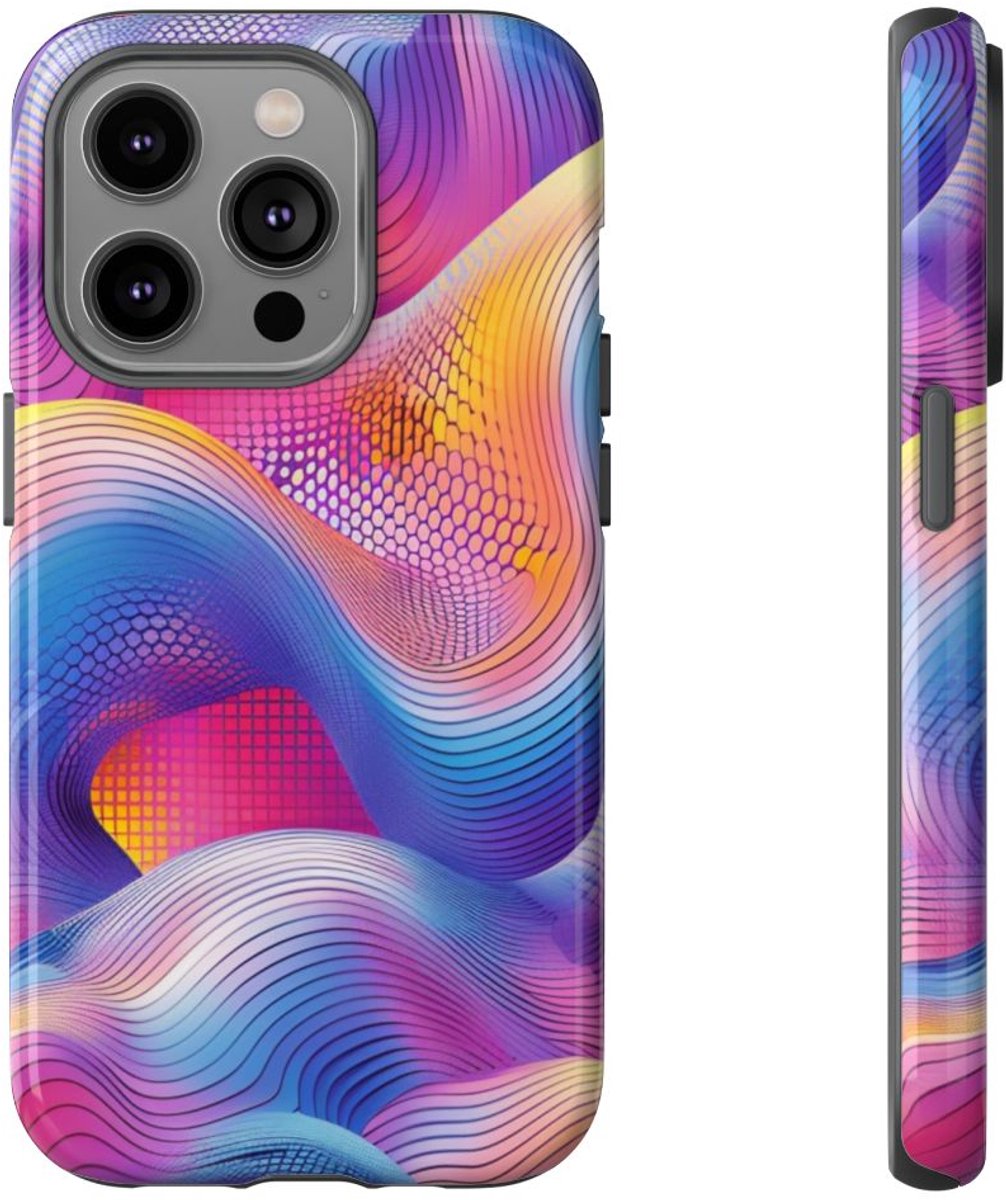 Kleurrijk Abstract Golvend Patroon – Telefoonhoesje Geschikt voor iPhone 14 Pro