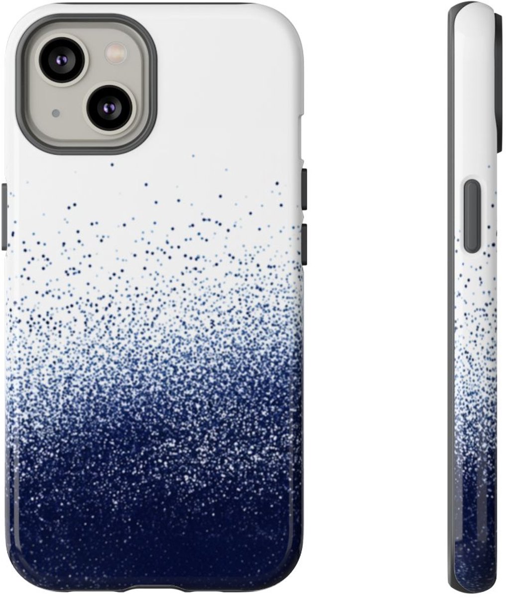 Abstracte Donkerblauwe Puntjesstructuur – Telefoonhoesje Geschikt voor iPhone 14