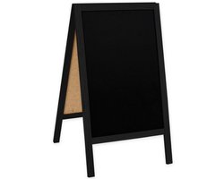 Stoepbord zwart (hout) - Model S - 90x51cm - Dubbelzijdig en afwasbaar